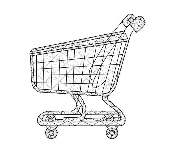 多边形购物车孤立在白色上图片下载