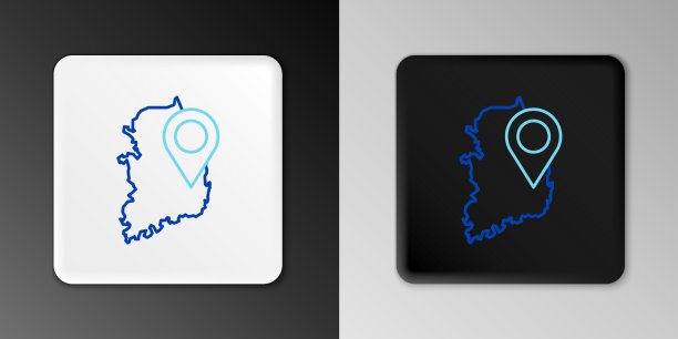 韩国地图上隔离线图标为灰色图片下载