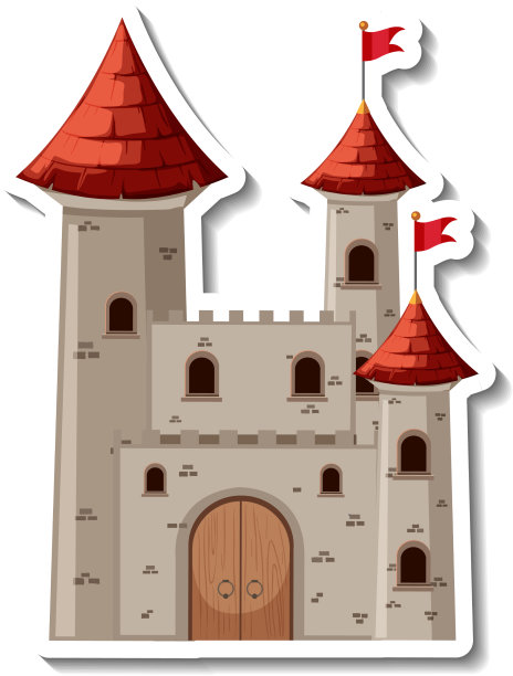 石头城堡和城堡卡通贴纸图片下载