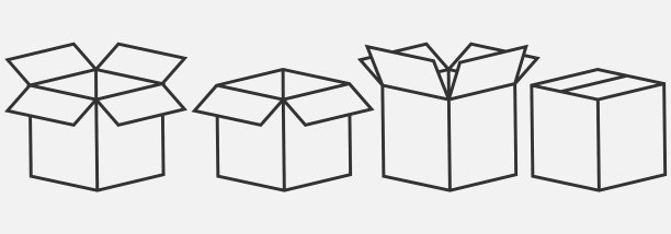 一套盒线图标包裹投递箱图片下载