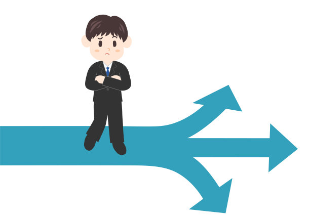 人在人生的十字路口。上班族或找工作的学生。矢量插图。图片下载