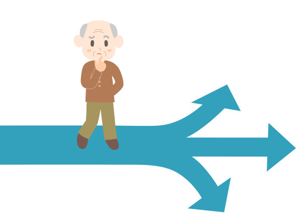 一个生活在十字路口的老人。矢量插图。图片下载