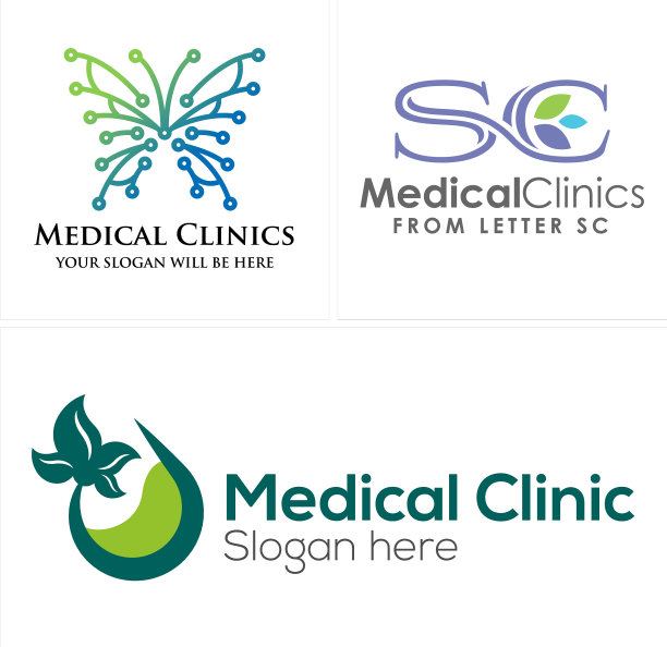 带蝴蝶和字母sc叶子的诊所图片下载