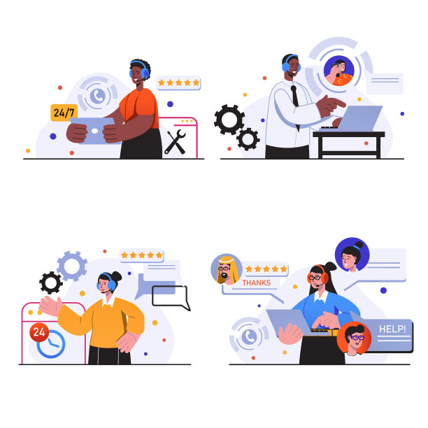 客户服务概念场景设置图片下载