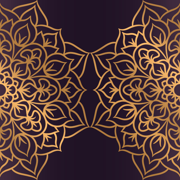 奢华的曼荼罗背景与金色阿拉贝斯克图片下载