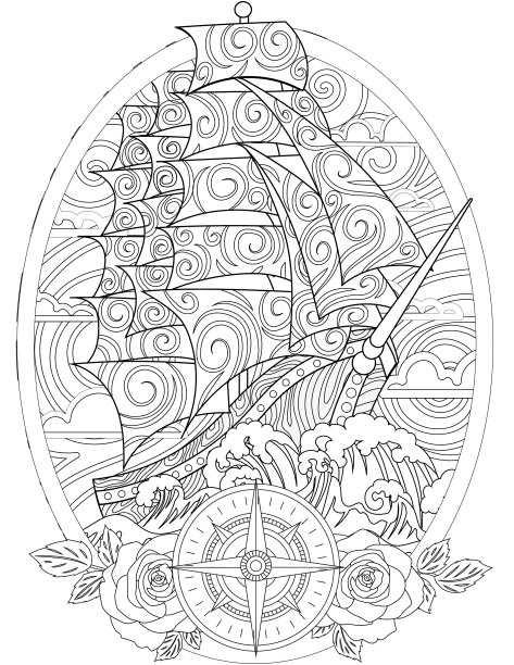 一艘古老的大船疾驰而过图片下载