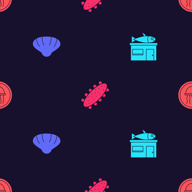 集海鲜店扇贝、海贝、黄瓜等图片下载