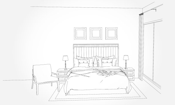 室内客厅的线性草图图片下载