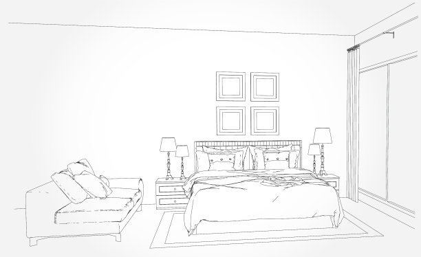 室内客厅的线性草图图片下载