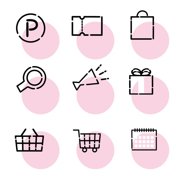 简单可爱的粉色图标集，可以用于购物等/插图材料(矢量插图)图片下载