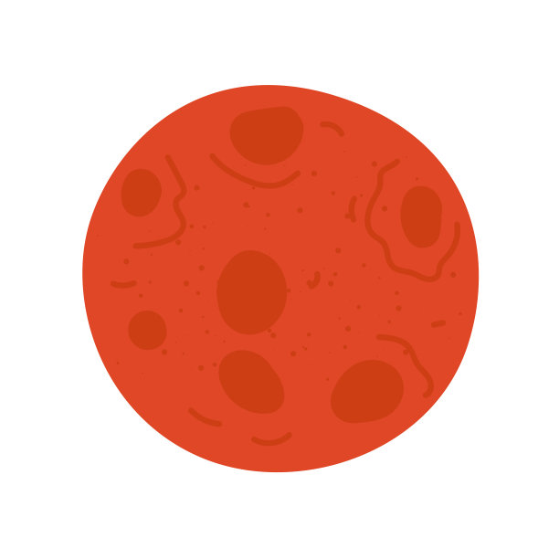 红色的月亮与月球表面的陨石坑绘制彩色图标。向量孤立的象征图片下载