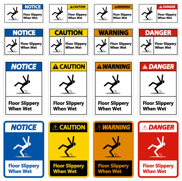 白色背景的湿滑警告标志图片下载