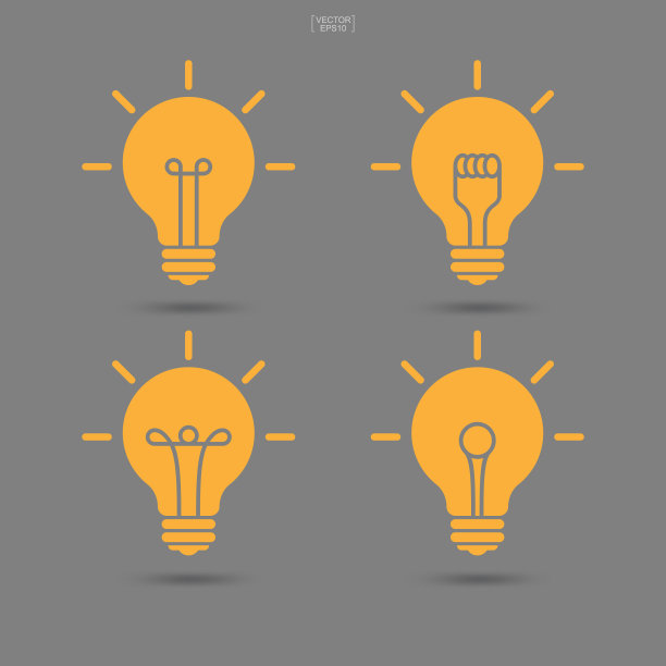 一套灯泡图标。灯标符号。图片下载