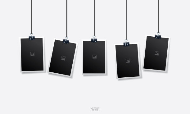 空白的相框设置在白色的背景。的背景。图片下载