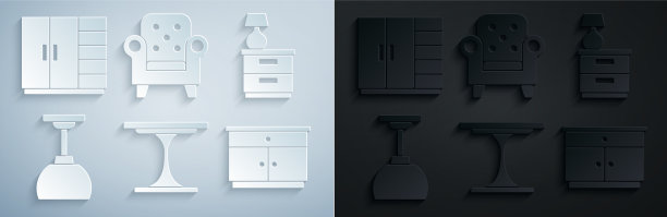 设置圆桌、家具、床头柜和台灯图片下载