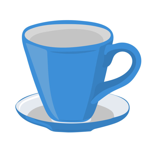 手绘空咖啡杯与茶托孤立在白色背景图片下载