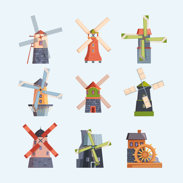 水风车荷兰乡村建筑图片下载