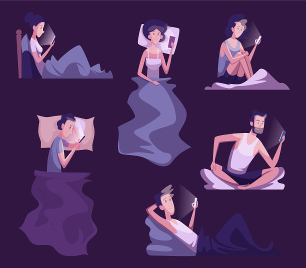 晚上使用智能手机的人有男有女图片下载