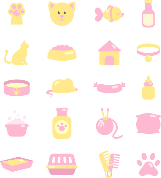 白色背景上的猫修饰图标图片下载