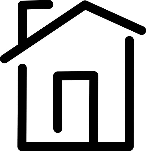 白色的房子有烟囱和一个门的图标图片下载