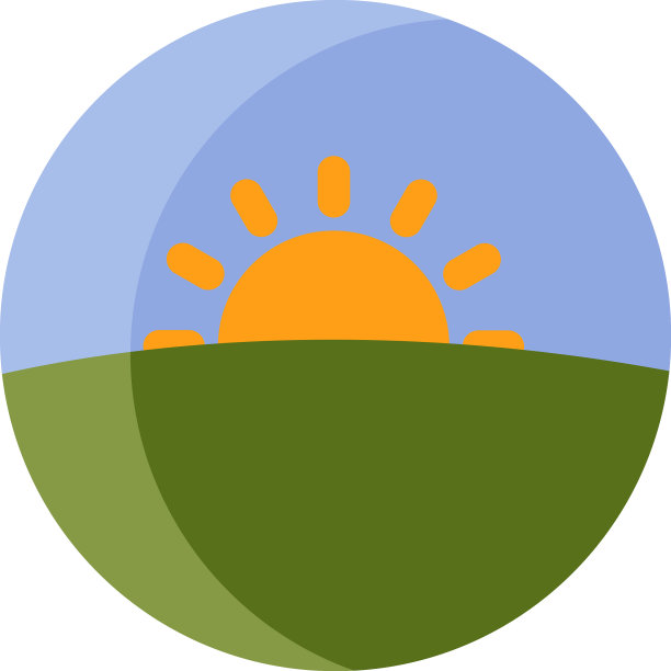 日落在田野图标上的白色背景图片下载