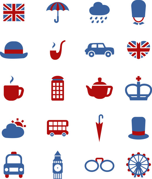 白色背景上的伦敦景点图标图片下载