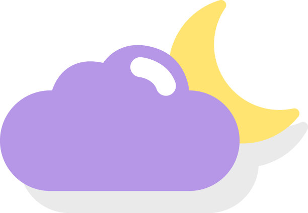 多云的夜晚与年轻的月亮图标在白色图片下载