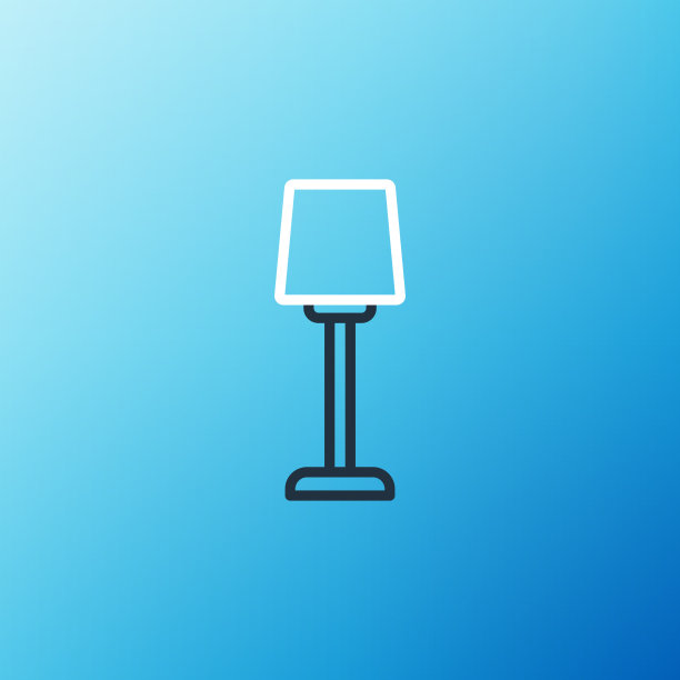 线台灯图标孤立在蓝色背景上图片下载