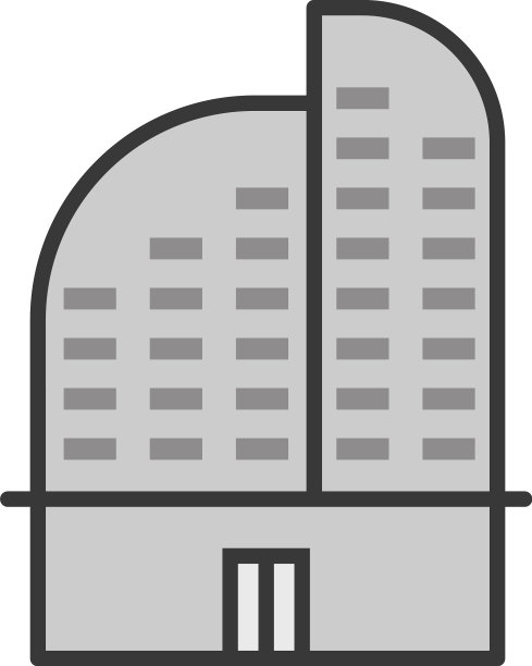 白色背景下的灰色庭院建筑图片下载