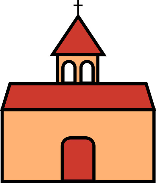 白色背景下的橘色教堂图片下载