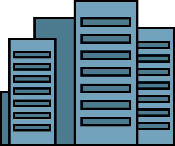 白色背景下的蓝色摩天大楼图片下载