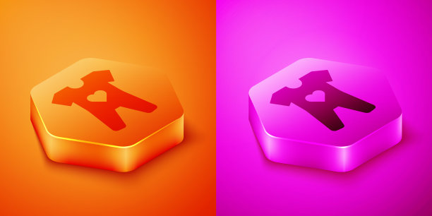 等距婴儿衣服图标孤立上的橙色和图片下载