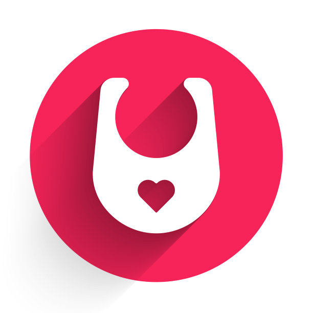 白色婴儿围嘴图标孤立与长影子图片下载