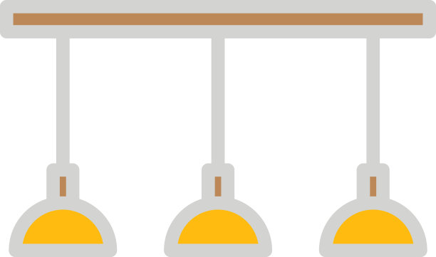 三盏黄色的灯在一盏白色的天花板上图片下载
