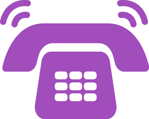 白色背景下的紫色电话在响图片下载