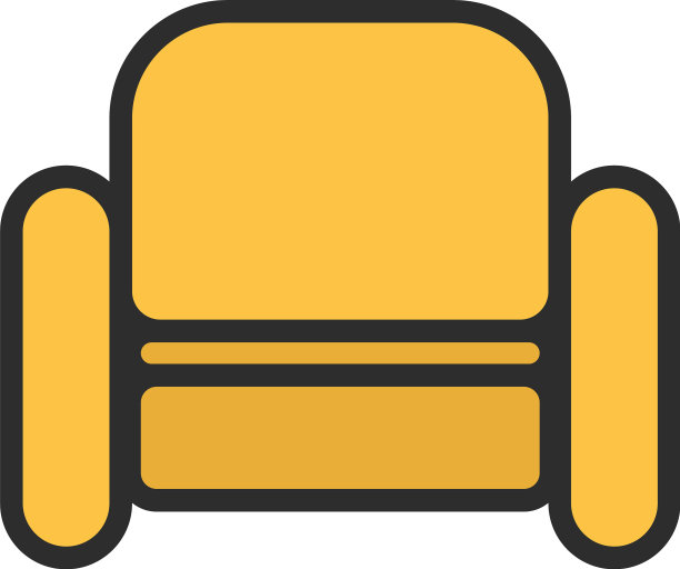 白色背景上的黄色简单扶手椅图片下载