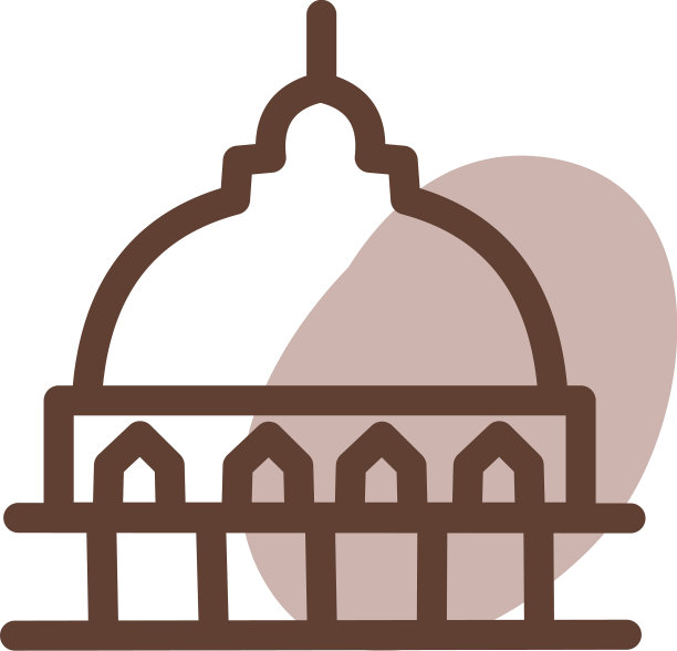 白色背景下的棕色寺庙建筑图片下载