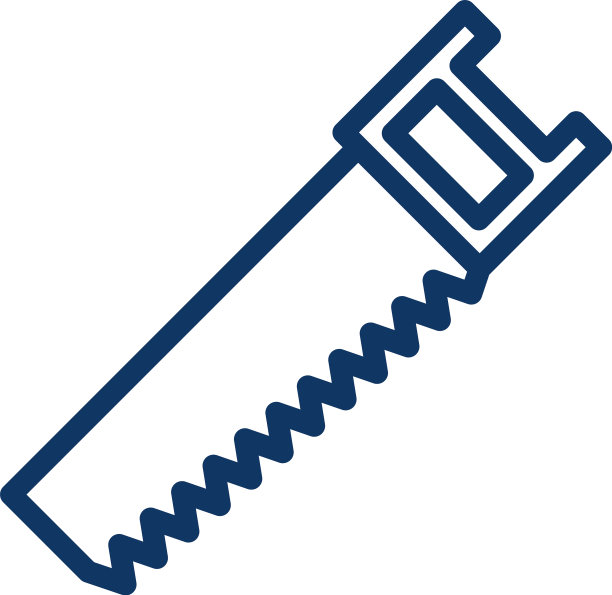 白色背景上的施工小手锯图片下载