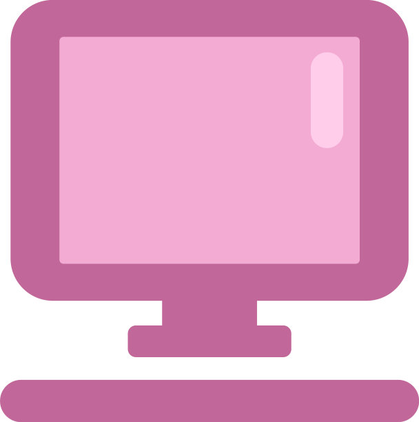 白色背景上的粉红色学校电脑图片下载