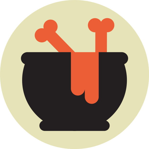 白色背景上有骨头的锅炉图片下载