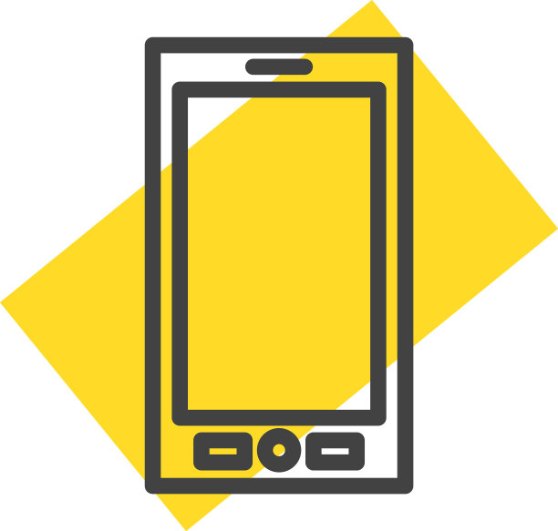 白色背景上的黄色手机图片下载