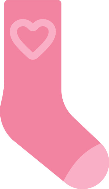 亮粉色袜子，白色背景上有心形图案图片下载