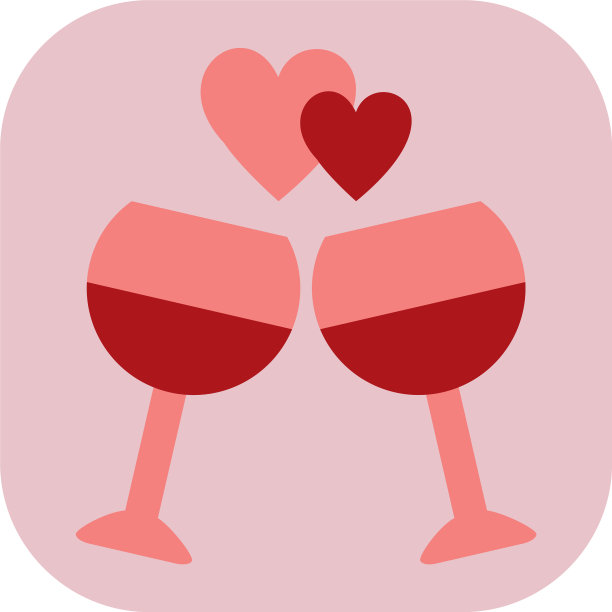 白色背景上的红酒和红心图片下载