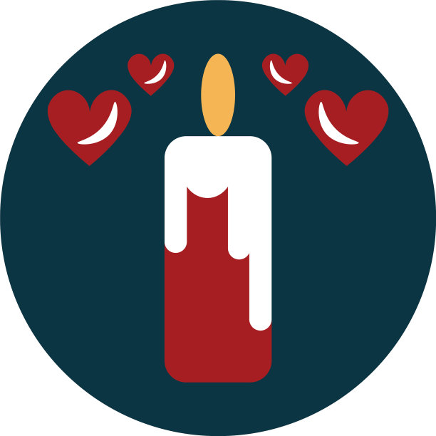 白色背景上有心形的红烛图片下载