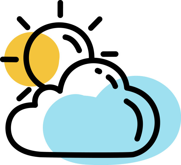 太阳和白云在白色的背景上图片下载