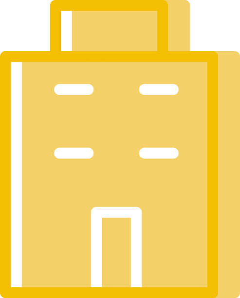 白色背景下的黄色简单建筑图片下载