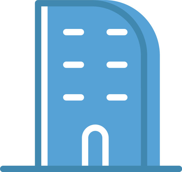 白色背景下的现代蓝色建筑图片下载