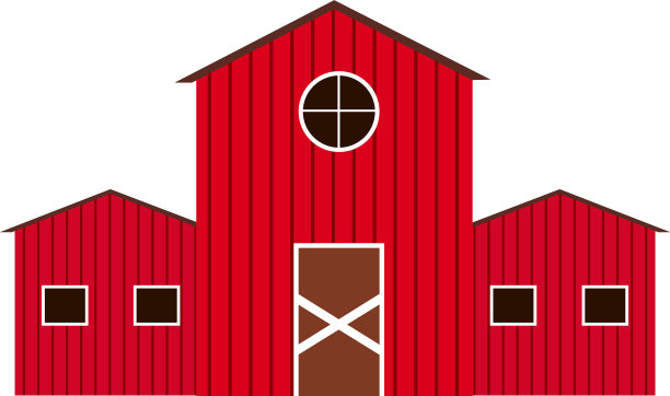 白色背景下的红色农舍图片下载