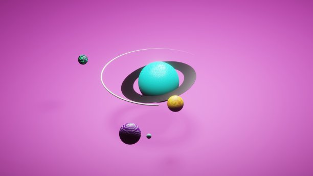 卡通行星运动3D渲染图片下载