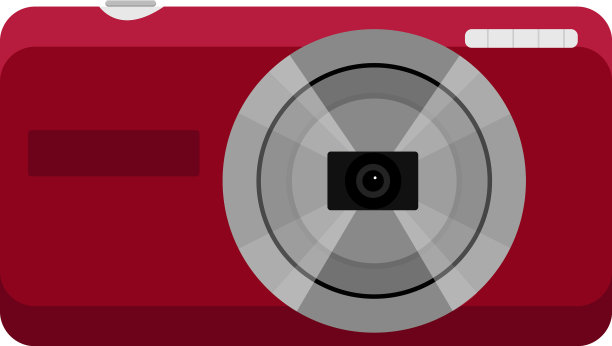 白色背景下的红色相机图片下载